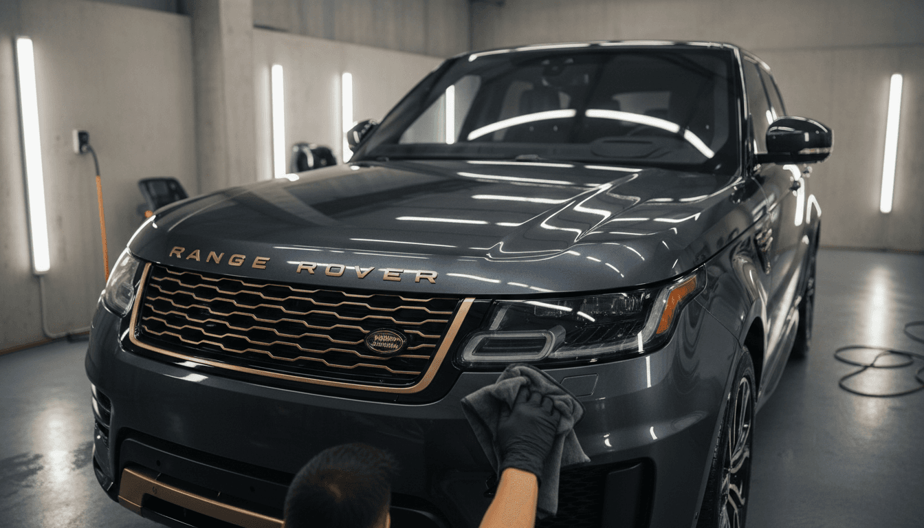 Premium SUV being detailed with professional techniques and high-shine results