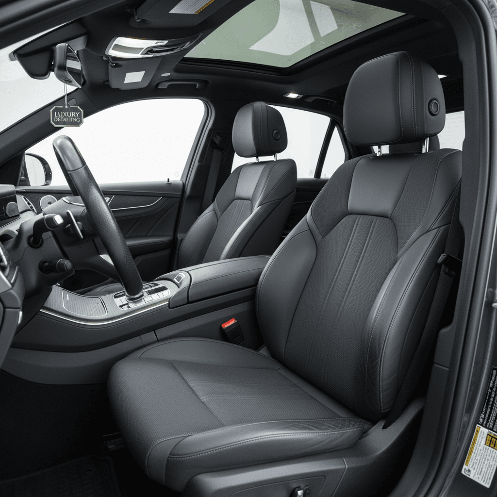Car interior seats perfectly clean after professional detailing