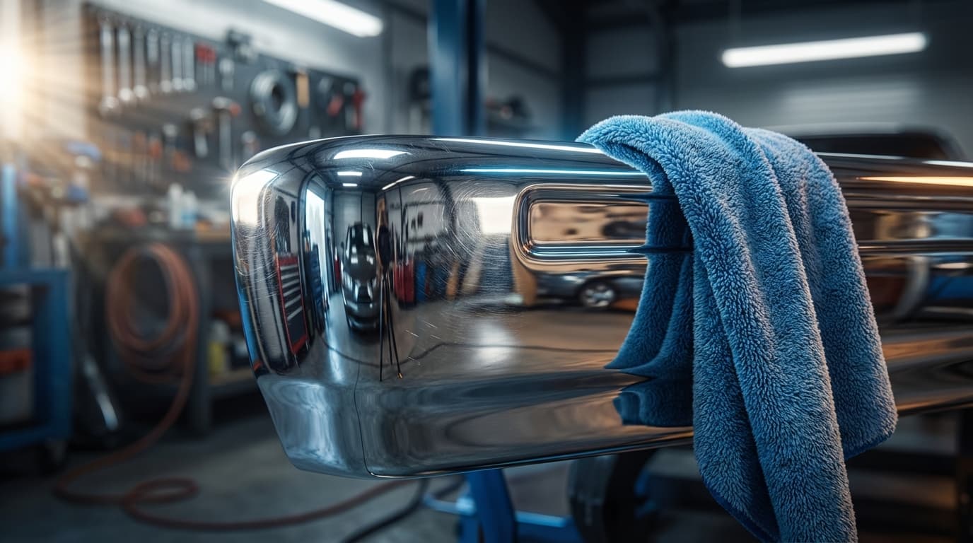 Hand polishing chrome trim and door handles